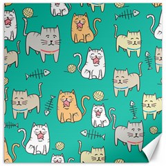 Seamless Pattern Cute Cat Cartoon With Hand Drawn Style Canvas 12  X 12  by Vaneshart