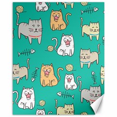 Seamless Pattern Cute Cat Cartoon With Hand Drawn Style Canvas 11  X 14  by Vaneshart