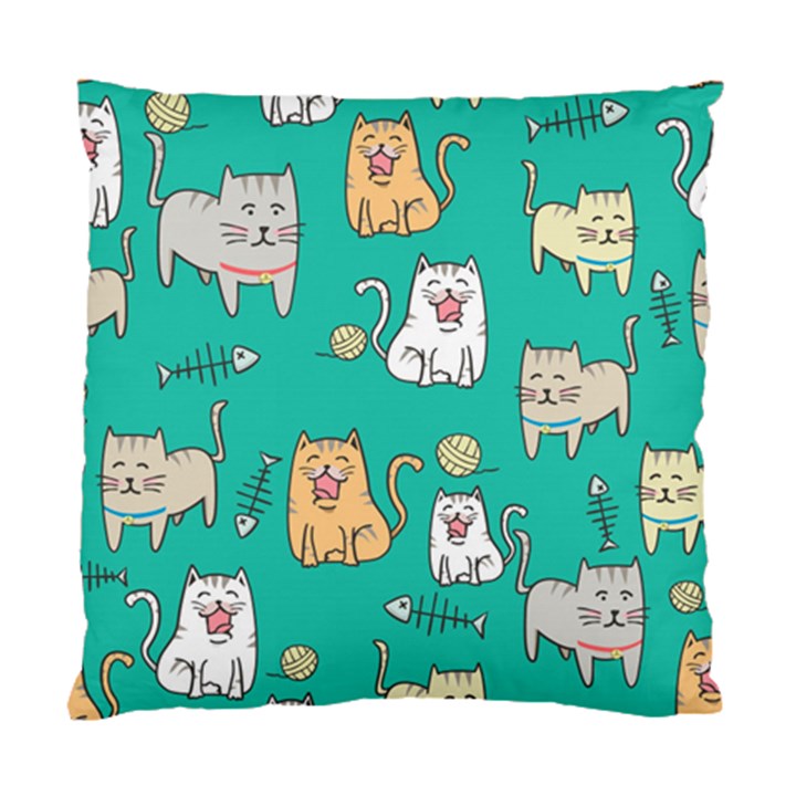 Seamless Pattern Cute Cat Cartoon With Hand Drawn Style Standard Cushion Case (Two Sides)