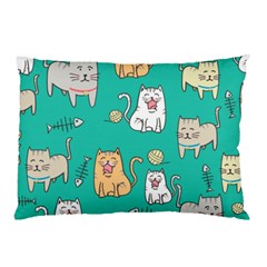 Seamless Pattern Cute Cat Cartoon With Hand Drawn Style Pillow Case by Vaneshart