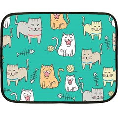 Seamless Pattern Cute Cat Cartoon With Hand Drawn Style Fleece Blanket (mini) by Vaneshart