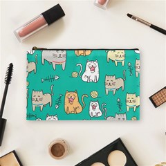 Seamless Pattern Cute Cat Cartoon With Hand Drawn Style Cosmetic Bag (medium) by Vaneshart