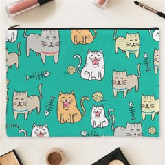 Seamless Pattern Cute Cat Cartoon With Hand Drawn Style Cosmetic Bag (xxxl) by Vaneshart