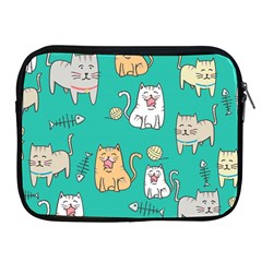 Seamless Pattern Cute Cat Cartoon With Hand Drawn Style Apple Ipad 2/3/4 Zipper Cases by Vaneshart