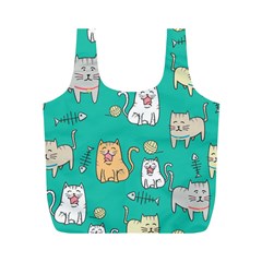 Seamless Pattern Cute Cat Cartoon With Hand Drawn Style Full Print Recycle Bag (m) by Vaneshart