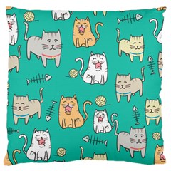 Seamless Pattern Cute Cat Cartoon With Hand Drawn Style Large Flano Cushion Case (one Side) by Vaneshart