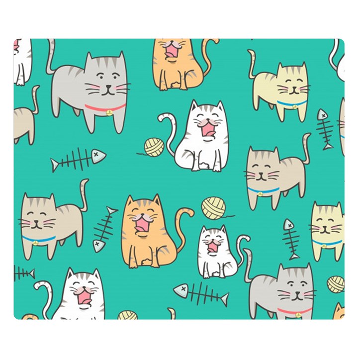 Seamless Pattern Cute Cat Cartoon With Hand Drawn Style Double Sided Flano Blanket (Small) 