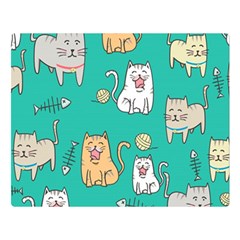 Seamless Pattern Cute Cat Cartoon With Hand Drawn Style Double Sided Flano Blanket (large)  by Vaneshart