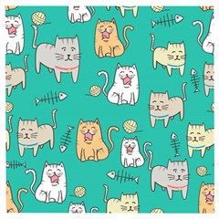 Seamless Pattern Cute Cat Cartoon With Hand Drawn Style Wooden Puzzle Square by Vaneshart