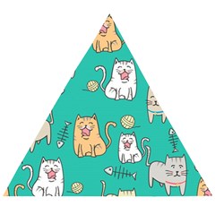 Seamless Pattern Cute Cat Cartoon With Hand Drawn Style Wooden Puzzle Triangle by Vaneshart