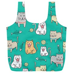 Seamless Pattern Cute Cat Cartoon With Hand Drawn Style Full Print Recycle Bag (xxxl) by Vaneshart