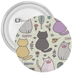 Funny Cartoon Cats Seamless Pattern  3  Buttons by Vaneshart