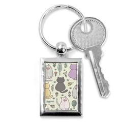 Funny Cartoon Cats Seamless Pattern  Key Chain (rectangle) by Vaneshart