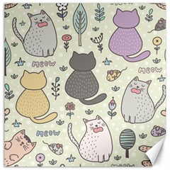 Funny Cartoon Cats Seamless Pattern  Canvas 12  X 12  by Vaneshart