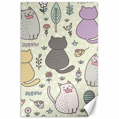 Funny Cartoon Cats Seamless Pattern  Canvas 24  X 36  by Vaneshart