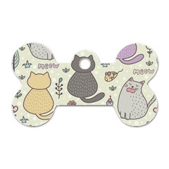 Funny Cartoon Cats Seamless Pattern  Dog Tag Bone (two Sides) by Vaneshart