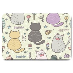 Funny Cartoon Cats Seamless Pattern  Large Doormat  by Vaneshart