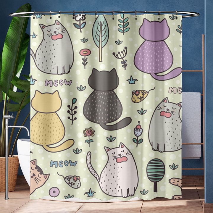 Funny Cartoon Cats Seamless Pattern  Shower Curtain 60  x 72  (Medium) 