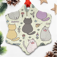 Funny Cartoon Cats Seamless Pattern  Snowflake Ornament (two Sides) by Vaneshart