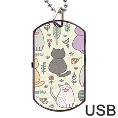 Funny Cartoon Cats Seamless Pattern  Dog Tag Usb Flash (two Sides) by Vaneshart