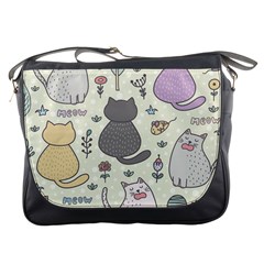 Funny Cartoon Cats Seamless Pattern  Messenger Bag by Vaneshart