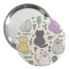 Funny Cartoon Cats Seamless Pattern  3  Handbag Mirrors by Vaneshart