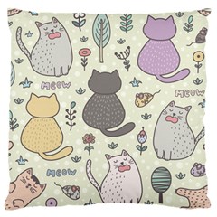 Funny Cartoon Cats Seamless Pattern  Standard Flano Cushion Case (two Sides) by Vaneshart