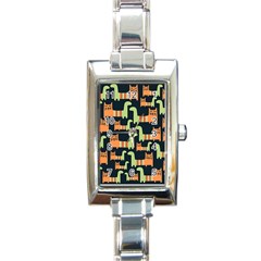 Seamless Pattern With Cats Rectangle Italian Charm Watch by Vaneshart