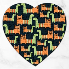 Seamless Pattern With Cats Jigsaw Puzzle (heart) by Vaneshart