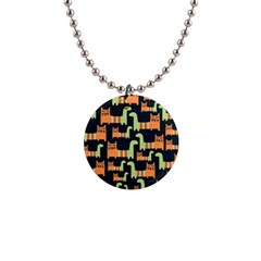 Seamless Pattern With Cats 1  Button Necklace by Vaneshart