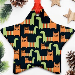 Seamless Pattern With Cats Star Ornament (two Sides) by Vaneshart