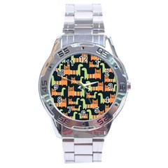 Seamless Pattern With Cats Stainless Steel Analogue Watch by Vaneshart