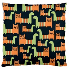 Seamless Pattern With Cats Large Cushion Case (one Side) by Vaneshart