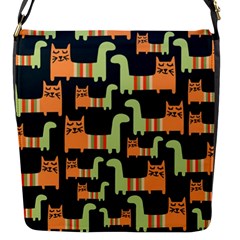 Seamless Pattern With Cats Flap Closure Messenger Bag (s) by Vaneshart