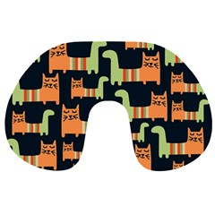 Seamless Pattern With Cats Travel Neck Pillow by Vaneshart