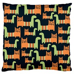 Seamless Pattern With Cats Large Flano Cushion Case (two Sides) by Vaneshart