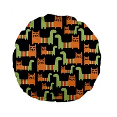 Seamless Pattern With Cats Standard 15  Premium Flano Round Cushions by Vaneshart