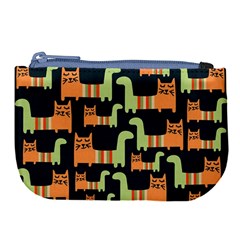 Seamless Pattern With Cats Large Coin Purse by Vaneshart