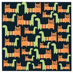 Seamless Pattern With Cats Wooden Puzzle Square by Vaneshart