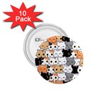 Cute Cat Kitten Cartoon Doodle Seamless Pattern 1.75  Buttons (10 pack) Front