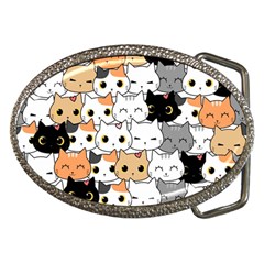 Cute Cat Kitten Cartoon Doodle Seamless Pattern Belt Buckles by Vaneshart