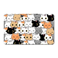 Cute Cat Kitten Cartoon Doodle Seamless Pattern Magnet (rectangular) by Vaneshart