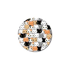 Cute Cat Kitten Cartoon Doodle Seamless Pattern Golf Ball Marker by Vaneshart