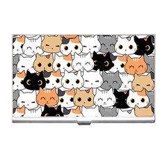 Cute Cat Kitten Cartoon Doodle Seamless Pattern Business Card Holder by Vaneshart