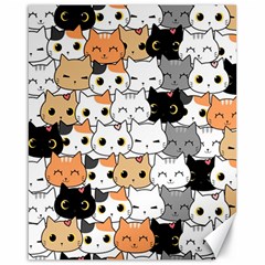 Cute Cat Kitten Cartoon Doodle Seamless Pattern Canvas 16  X 20  by Vaneshart