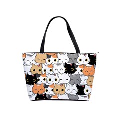 Cute Cat Kitten Cartoon Doodle Seamless Pattern Classic Shoulder Handbag by Vaneshart