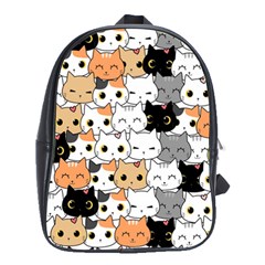 Cute Cat Kitten Cartoon Doodle Seamless Pattern School Bag (large) by Vaneshart