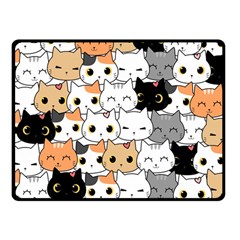 Cute Cat Kitten Cartoon Doodle Seamless Pattern Fleece Blanket (small) by Vaneshart