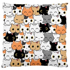 Cute Cat Kitten Cartoon Doodle Seamless Pattern Large Cushion Case (two Sides) by Vaneshart