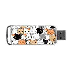 Cute Cat Kitten Cartoon Doodle Seamless Pattern Portable Usb Flash (two Sides) by Vaneshart